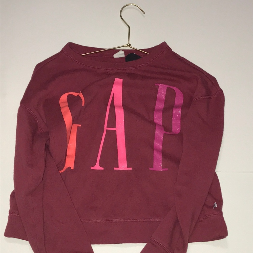 Burgundy sweater with neon logo